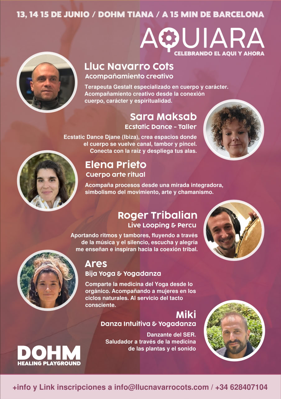 Listado de facilitadores del festival Aquiara 11, 12, 13 de Julio